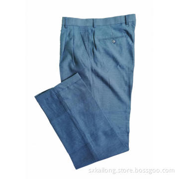 Light Blue Solid Men's Poly Trousers Suit Pants